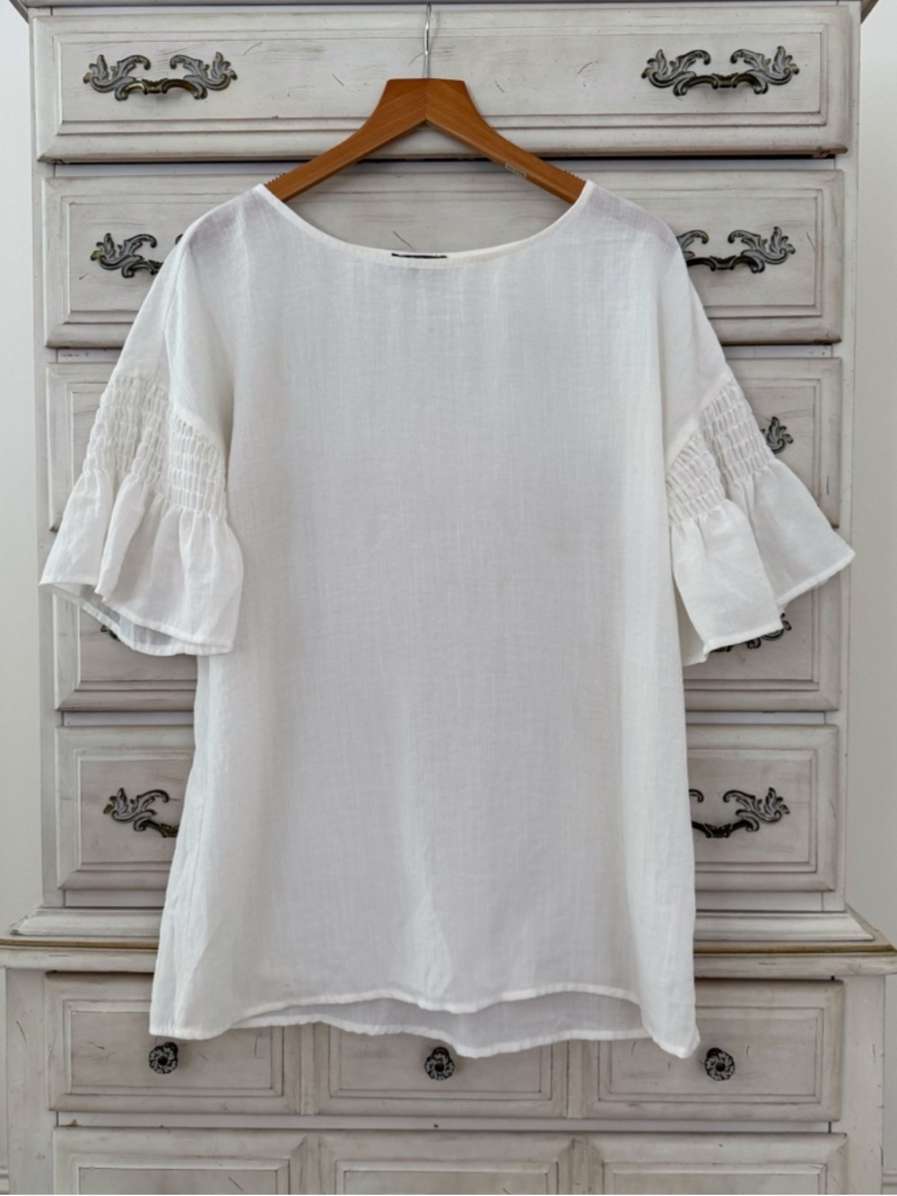 Vici White Boho Flutter Sleeve Top
